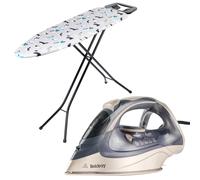 Beldray COMBO-9211 Steam Iron & Ironing Board Set ? Powerlite, Ceramic Soleplate, 200g/min Steam Shot, 320ml, Variable Temperature, Compact Ironing