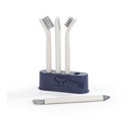 Beldray Deep Detailing Pack of 4, Precision Cleaning, Includes Storage Holder, Stiff Bristle, V-Shaped Grout, Mini Dustpan with Scraper, Soft Angled Brush, White, 11.6cm x 3.9cm