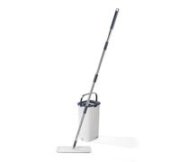 Beldray Deep Clean Flat Mop & Bucket Set - 4L Mop Bucket with 2 Compartments for Soaking/Wringing & Dirt Scraping Remover, 2 Machine Washable Microfibre Heads, Hard Flooring, Compact, Lightweight