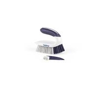 Beldray Deep Handheld Scrubbing Cleaning Brush for Tough Stains & Grime, Double-Ended Scrape and Poke Tool, Ergonomic Slip Grip, Durable Non-Scratch Bristles, Stovetop, Tiles & Grout, White, One Size