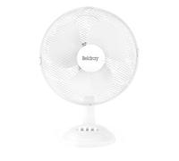 Beldray EH3198 Oscillating 12 Inch Desk Fan - Portable, Adjustable Head, 3 Speed Settings, 3 Durable Blades & Mesh Guard, Electric Tabletop Cooling Office/Home/Bedroom, 35W, White