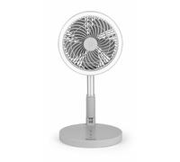 Beldray EH3413GR Foldaway Stand Fan - USB Rechargeable, Lightweight, Folding Portable Desk & Fan, 97cm Adjustable Height, Cordless, 3 Speed Modes, LED Ring Light, For Camping, Home, Office, Grey