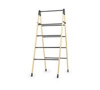 Beldray 4 Tier Clothes Airer-Folding Ladder Design, Bamboo Frame, Steel Poles, Maximum 10 kg, Lightweight, Compact Storage, Expands Horizontally from 3.4 m to 6.1 m, Aluminium, Wood, L