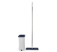 Beldray LA030223FEU7 Deep Clean Flat Mop & Bucket Set, Dual Compartment Self-Wringing Dirt Scraper 5.5L Bucket, Washable/Reusable Microfibre Head, Wood/Vinyl/Tile Hard Floor Cleaning