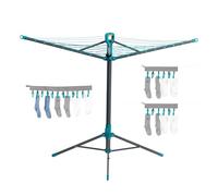 Beldray Freestanding Clothes Airer And Peg Hanger Set, 20 m Hip Height | 3 Peg Hangers, 24 Attached Pegs, 4-Arm Design, Durable PVC Lines, Hanging Hook, Indoor/Outdoor Use, Includes 4 Ground Pegs