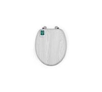 Beldray Grey Toilet Seat Wooden Effect Easy Fit Durable Hinges Easy Clean