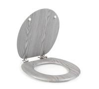 Beldray Grey Wooden Effect Toilet Seat - Classic Design, Easy to Fit & Remove, Fits Most Standard Sized Toilets, Seat Size 37 x 43 cm(w x d), Lid Size 34 x 41.5cm Easy Clean, Durable Zinc Hinges