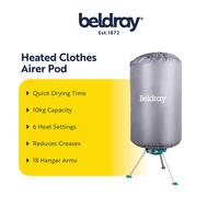 Beldray Heated Clothes Airer Pod Hot Air Indoor Clothes Dryer With Cover Q
