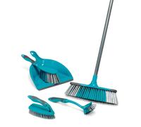 Beldray LA024152TQ Cleaning Bundle with Broom - Dustpan and Brush Set, Scrubbing & Dish Brushes, Long Handled Indoor Floor Sweeping, Washing Up