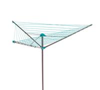 Beldray LA027634TQEU7 Rotary Outdoor Clothes Airer- Washing Line With Ground Spike, 3 Arm Rotating Umbrella System, 26m Drying Space, Max Load 10kg, Durable Steel Frame, Folding Laundry Rack