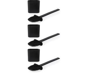 Beldray LA028954BLK Antibac Toilet Brush - Slim head Toilet Cleaner Brush, Non-Scratch Silicone Bristles, Deep Cleaning, Fits Under Toilet Rim, Antibacterial Bristles, Easy Grip Handle, Black