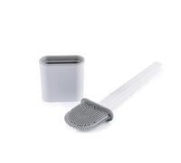 Beldray LA028954UFTSF Slim Toilet Brush - Silicone Head for Bathroom, Toilet Bowl Cleaning Brush, Slimline Head To Reach Under Rim, Antibacterial Soft Bristles, Non-Scratch, Easy Grip Non-Slip Handle