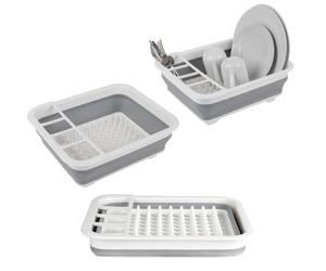 Beldray LA031051 Collapsible Dish Drainer - Plastic Sink Drying Rack With Cutlery Divider, Foldable For Compact Storage, Durable For Plates, Cups, Po