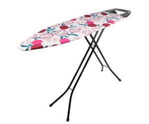 Beldray LA031282POM2EU7 Easy Glide Ironing Board - Foldable, Adjustable Iron Rest, 7 Heights, Thick Underlay for Smooth Pressing, Heat Reflective Cover, Hanging Slots, 122 x 38 cm, Pomegranate Print