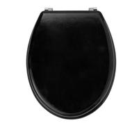 Beldray LA032355BLKFEU7 Wooden Toilet Seat - Oval Toilet Over With Lid, Fits Most Sized Toilets, Durable Stainless Steel Hinges, Quick & Easy To Fit, Easy To Clean, Stylish Black Design, 360 x 428 mm