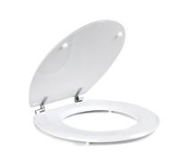 Beldray LA032355WHTFEU7 Wooden MDF Toilet Seat - Oval Shaped, Stainless Steel Release Hinge For Easy Cleaning, Top Fixing White Toilet Seat, Standard Fitting For Most Toilets, Seat Size: 360 x 428mm