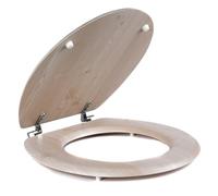 Beldray LA033710WOAK Wooden Toilet Seat - 18 Inch, Stainless Steel Hinge, Easy Clean, Standard Size Toilet Seat, Fittings Included, No Tools Needed, Simple Fixing, 37 x 43cm, D-Shaped Oval Toilet Seat