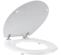 Beldray LA033758 White 18 Inch Tongue & Groove Wooden Toilet Seat, Stainless Steel Hinge, 36 x 42.8 cm, Wood Bathroom Toilet Lid Cover