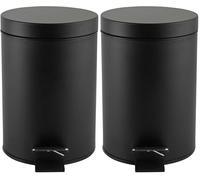 Beldray LA038098BLKFEU7 Bathroom Pedal Bin - Small Round Stainless Steel Sanitary Waste Bin For Bedroom, Office, Kitchen, Toilet, Soft Close Rubbish Bin, Removable 3L Inner Bucket, Carry Handle, Black