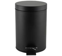Beldray LA038098BLKFEU7 Bathroom Pedal Bin ? Small Round Stainless Steel Sanitary Waste Bin For Bedroom, Office, Kitchen, Toilet, Soft Close Rubbish