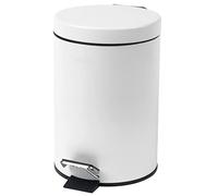 Beldray LA038098WHT Bathroom Pedal Bin - Small Round Stainless Steel Sanitary Waste Bin For Bedroom, Office, Kitchen, Toilet, Soft Close Rubbish Bin, Removable 3L Inner Bucket, Carry Handle, White