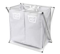 Beldray LA041074GRYEU Double Sorter Laundry Hamper, Grey, Two Compartment