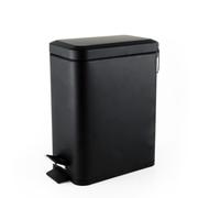 Beldray LA041173BLKFEU7 Bathroom Pedal Bin ? Rectangular Soft-Close Lid Rubbish Bin, Kitchen/Bedroom/Office Waste, 5 L Capacity Removable Inner