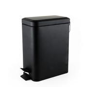 Beldray LA041173BLKFEU7 Bathroom Pedal Bin - Rectangular Soft-Close Lid Rubbish Bin, Kitchen/Bedroom/Office Waste, 5 L Capacity Removable Inner Bucket, Slim Design, Portable Carry Handle, Black