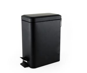Beldray LA041173BLKFEU7 Bathroom Pedal Bin ? Rectangular Soft-Close Lid Rubbish Bin, Kitchen/Bedroom/Office Waste, 5 L Capacity Removable Inner