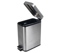 Beldray LA041173SS Rectangular Pedal Bin - Small Rubbish Bin with Soft Closing Lid, Office Bin with 5 Litre Capacity, Stainless Steel Waste Paper Bin, Slim Recycling Bin, Silver