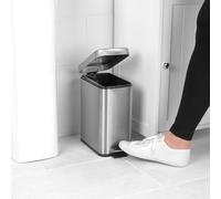 Beldray LA041173SS Rectangular Pedal Bin - Small Rubbish Bin with Soft Closing Lid, Office Bin with 5 Litre Capacity, Stainless Steel Waste Paper Bi