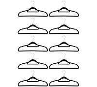 Beldray LA063717BLKEU Coat Hangers, 10 Pack Velvet Clothes Hanging Hooks For Wardrobes, Storage Racks, Easy Grip, Non-Slip, With Trouser Bar, For Shirts/Dresses/Jackets, Space Saving Organisers, Black
