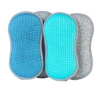 Beldray LA067593UFEU7 Fresh Microfibre Scrubber Cleaning Pads, Treated with Anti-Bacterial Protection, 4 Pack, Tableware, Pots & Pans, Glassware, Streak-Free Shine, Grey/Blue/White, 4-Pack