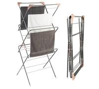 Beldray LA072498GRYEU 3 Tier Indoor Clothes Airer - Non-Slip Laundry Drying Rack, Collapsible Dryer, Foldable, 15M Washing Line Drying Space, Fold Out Corner Hanger Hooks, 7 kg Max Load, Graphite Grey