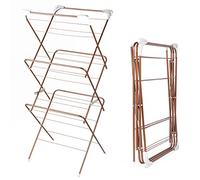 Beldray LA072498ROSEFEU7 Large Foldable Clothes Airer - Standing Laundry Dryer Rail Rack, Indoor Horse With 15M Drying Space, Fold-Out Hooks, 7kg Capacity, Rose Gold