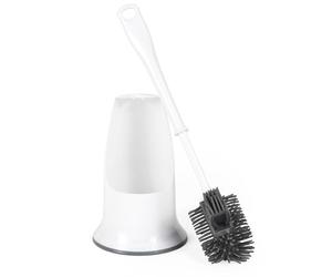 Beldray LA084538UFEU7 Antibac Bathroom Toilet Brush And Holder - Treated with Zinc Pyrithione To Prevent Bacteria Build Up, Non-Scratch Silicone Bristles, Built-In Hygienic Rim Cleaner, Easy Store