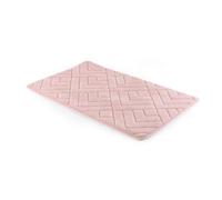 Beldray® LA084699PNKUFEU7 Antibac Embroidered Memory Foam Bath Mat, Antibacterial Bathroom/Shower Mat, Anti-Slip Base, Machine Washable, Supersoft Top Layer, Pink, 50 x 80 cm