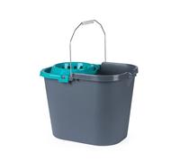 Beldray Mop Bucket & Wringer - 16L Capacity, Ergonomic Dipped Edge Design, Easy Pouring & Emptying, Detachable Wringer, Pouring Spout, Strong & Durable Plastic, Convenient Carry Handles, Grey/Blue
