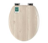 Beldray Wooden Toilet Seat - Soft-Close Lid, Easy-to-Fit Design, Zinc Alloy Hinges, Lid Size 340 x 415mm (w x d), Seat Size 370 x 430 mm (w x d), White Oak Effect Finish, Made with FSC®-Certified Wood
