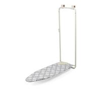 Beldray Overdoor Ironing Board - Foldable Door Mounted Iron Board with Cover, Thick Felt Underlay, Compact, Silicone Iron Rest Pad, Cushioned Hooks, Non-Scratch, Space Saving, 110 x 33 cm, Grey