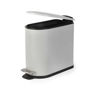 Beldray Pedal Bin 5L D-Shaped Soft-Close Lid | Durable Iron Body, Grey Powder-Coated Finish, Hands-Free Foot Pedal, Compact 32.5 x 14 x 26.2 cm, Bathroom Or Office Use