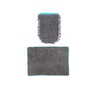 Beldray Pet Drying Set - XL Dog Towel, Extra Soft Microfibre Coral Fleece, Chenille Cleaning Mitt, Double-Sided with Finger Divider, Machine Washable, Antibacterial Treated, Grey