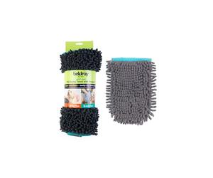 Beldray Pet Plus Towel Set - XL Pet Towel with Pockets, Chenille Pet Glove, Machine Washable, Antibacterial Treated, Soft Microfibre Noodle Design Fibres, Super Absorbent & Removes Dirt. Easy to Fold