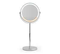 Beldray Rechargeable 7” Double Sided Makeup Mirror With Lights - 1X/3X Magnification, Freestanding Mirror, Height Adjustable, 3 Colour LED, Dimmable, 360° Swivel, For Bathroom, Dressing Tables, Chrome