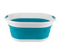 Beldray Set of 2 Oval Collapsible Laundry Basket, Foldable Washing with 37L Capacity, with Convenient Carry Handles, Compact Storage, Strong & Durable Plastic, Blue