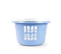 Beldray Stackable Laundry Baskets, 30 L, Set Of 2 | Lightweight durable plastic, integrated carry handles, nests for compact storage, light blue & white finish, made in the UK