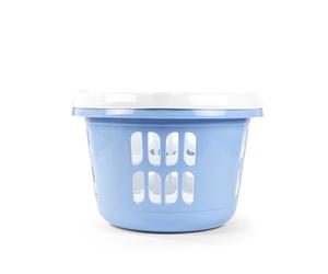 Beldray Stackable Laundry Baskets, 30 L, Set Of 2 | Lightweight durable plastic, integrated carry handles, nests for compact storage, light blue & white finish, made in the UK