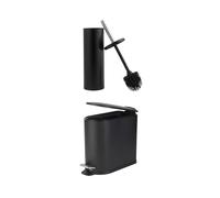 Beldray Toilet Brush And Bin Set, 5L Pedal Bin, Soft Close Lid, Black