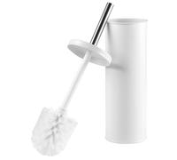 Beldray LA059451WHTFEU7 Set - Bathroom Toilet Bowl Brush with Stiff Bristles, Hygienic Holder with Lid Design, Deep Clean, Slim for Easy Storage, White, one Size