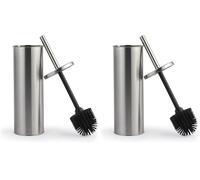 Beldray Toilet Brush & Holder - AntiBac Treated, Non-Scratch Silicone Bristles, Splash Proof, Discreet Closed-Top Design, Long Handle, Easy Clean Hygienic Head, Resists Staining, Stainless Steel